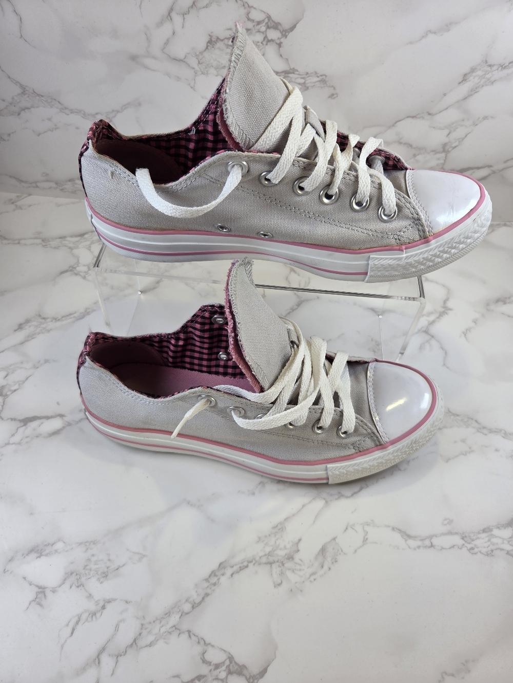 Converse Low Top Canvas Sneakers - Light Gray with Pink Accents(B19) - Picture 12 of 12
